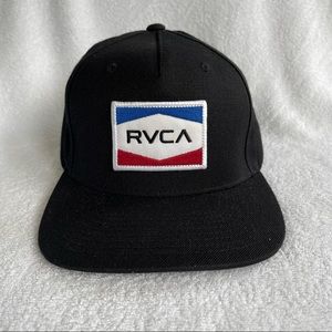 RVCA Black White Red Blue Snap Back Hat